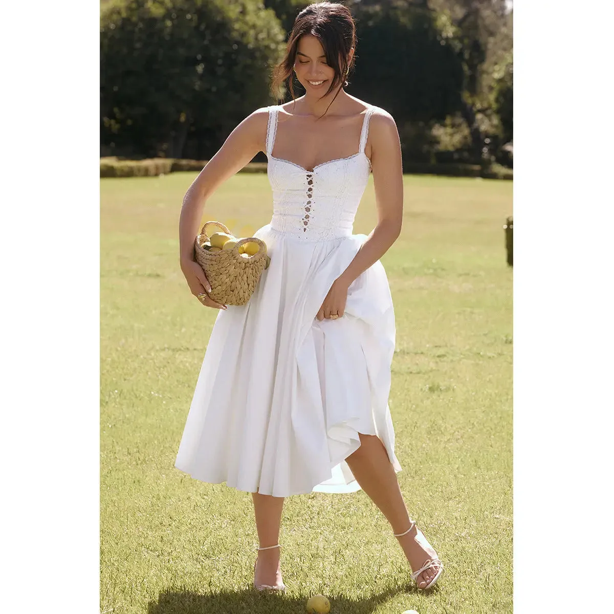 White Lace Midi Dress