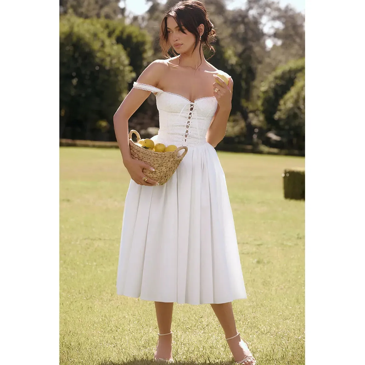 White Lace Midi Dress