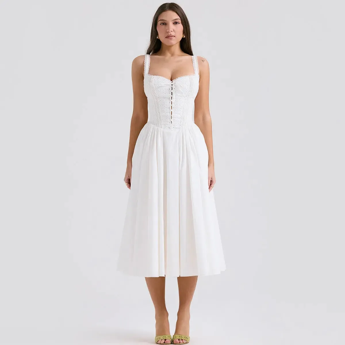 White Lace Midi Dress