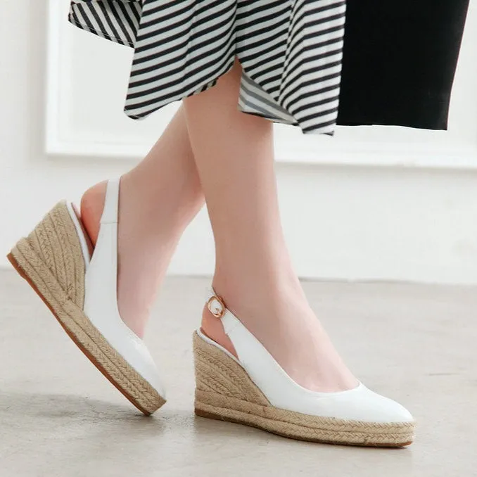 Women's pointed closed toe espadrille wedge sandals Women's slingback espadrilles